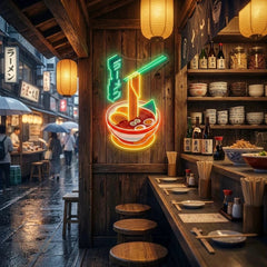 Ramen Bowl LED Neon Sign – Japanese Food Wall Decor for Restaurants & Cafes