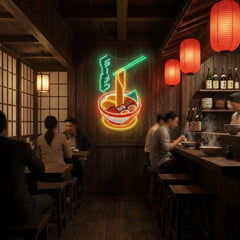 Ramen Bowl LED Neon Sign – Japanese Food Wall Decor for Restaurants & Cafes
