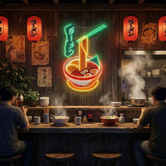 Ramen Bowl LED Neon Sign – Japanese Food Wall Decor for Restaurants & Cafes
