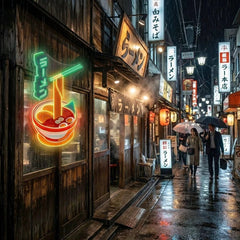 Ramen Bowl LED Neon Sign – Japanese Food Wall Decor for Restaurants & Cafes
