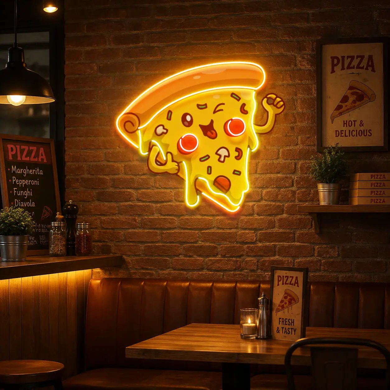 Joyful Pizza Led Neon Acrylic Artwork