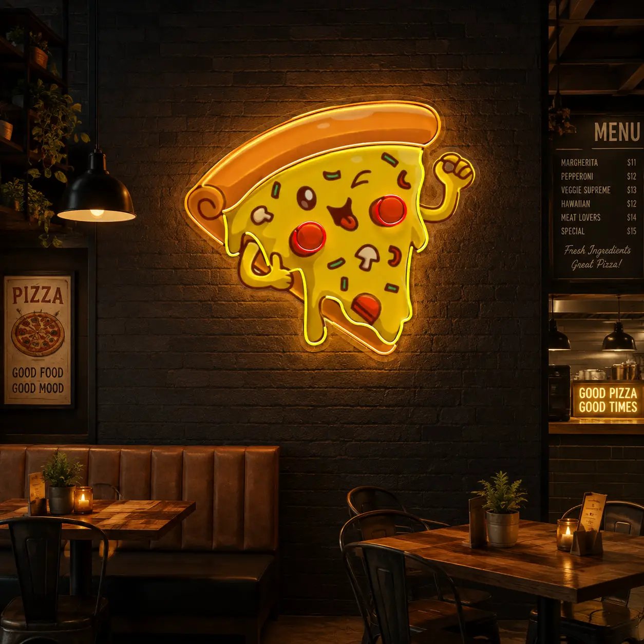 Joyful Pizza Led Neon Acrylic Artwork