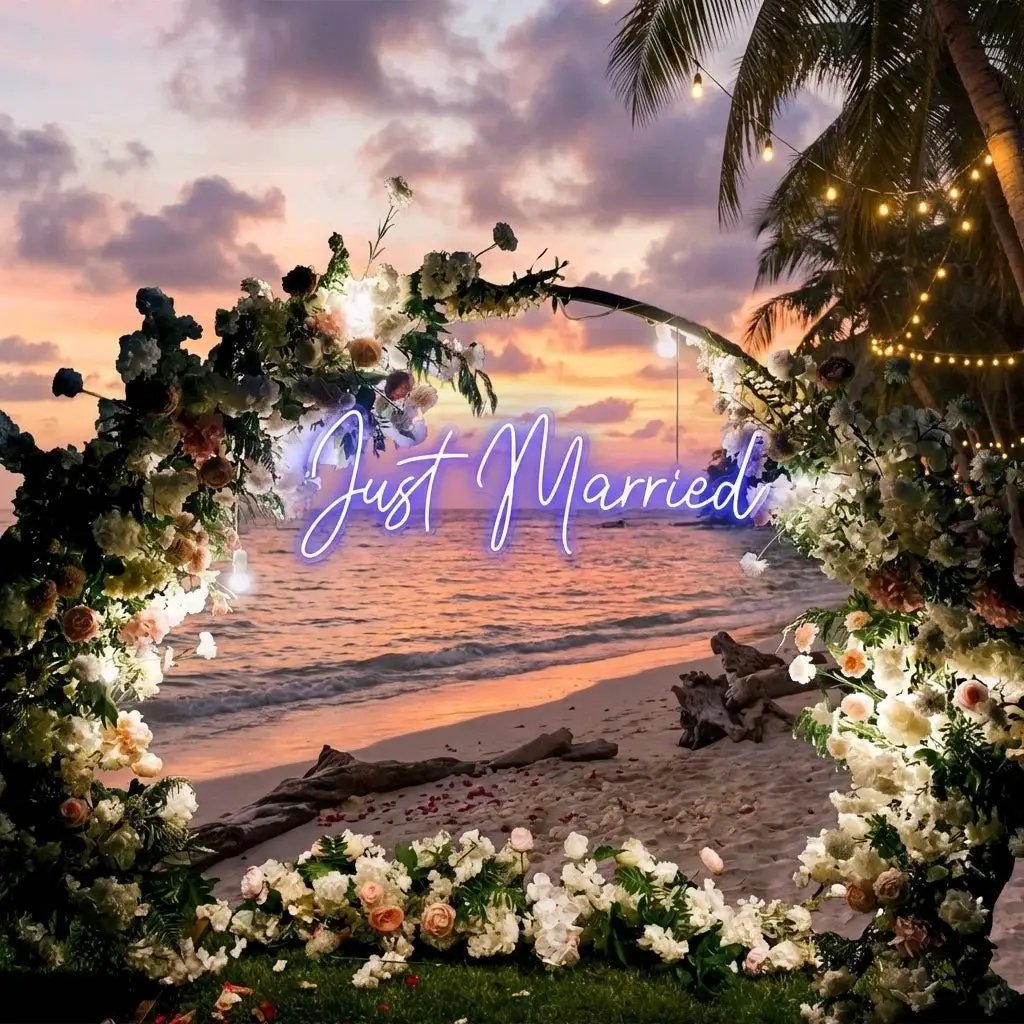 Just Married Led Neon Sign Light – Blue – view 24