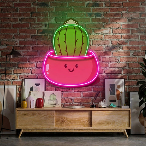 Kawaii Cactus Succulent Plant LED Neon Sign Light Pop Art