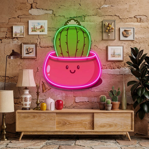 Kawaii Cactus Succulent Plant LED Neon Sign Light Pop Art
