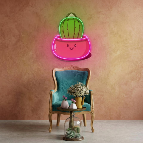 Kawaii Cactus Succulent Plant LED Neon Sign Light Pop Art