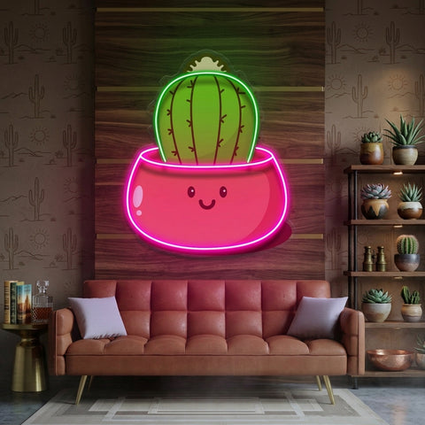 Kawaii Cactus Succulent Plant LED Neon Sign Light Pop Art