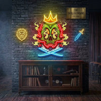 King Skull Weed Smoking LED Neon Sign Light Pop Art