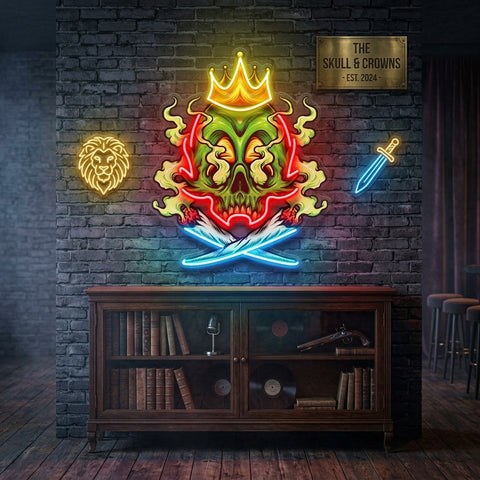 King Skull Weed Smoking LED Neon Sign Light Pop Art