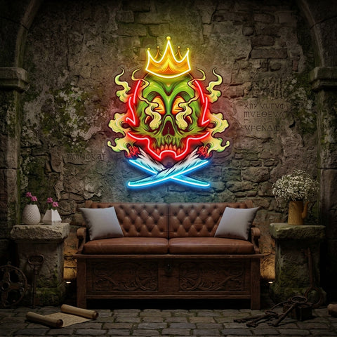 King Skull Weed Smoking LED Neon Sign Light Pop Art