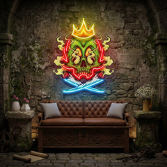 King Skull Weed Smoking LED Neon Sign Light Pop Art