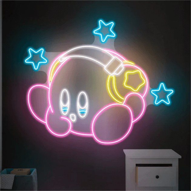 Kirby Neon Sign Anime Neon Sign Gaming Room Decor Sign - VN03 - Customneonstudio