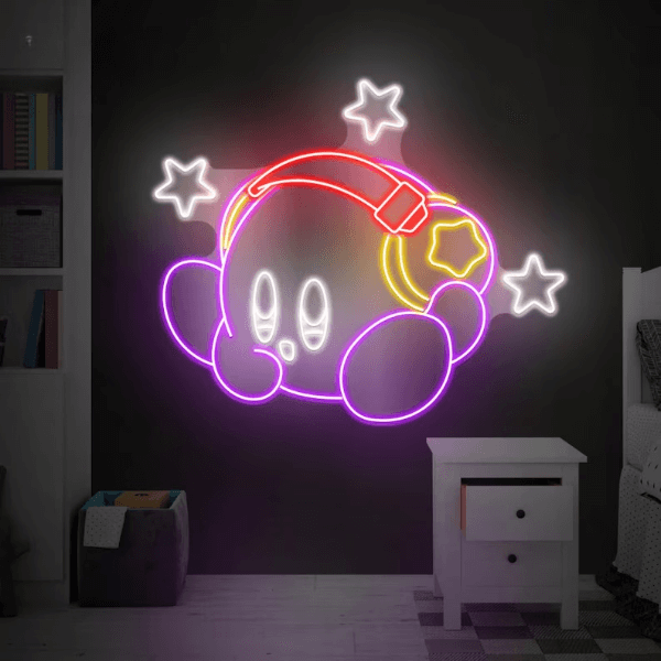 Kirby Neon Sign Anime Neon Sign Gaming Room Decor Sign - VN03 - Customneonstudio