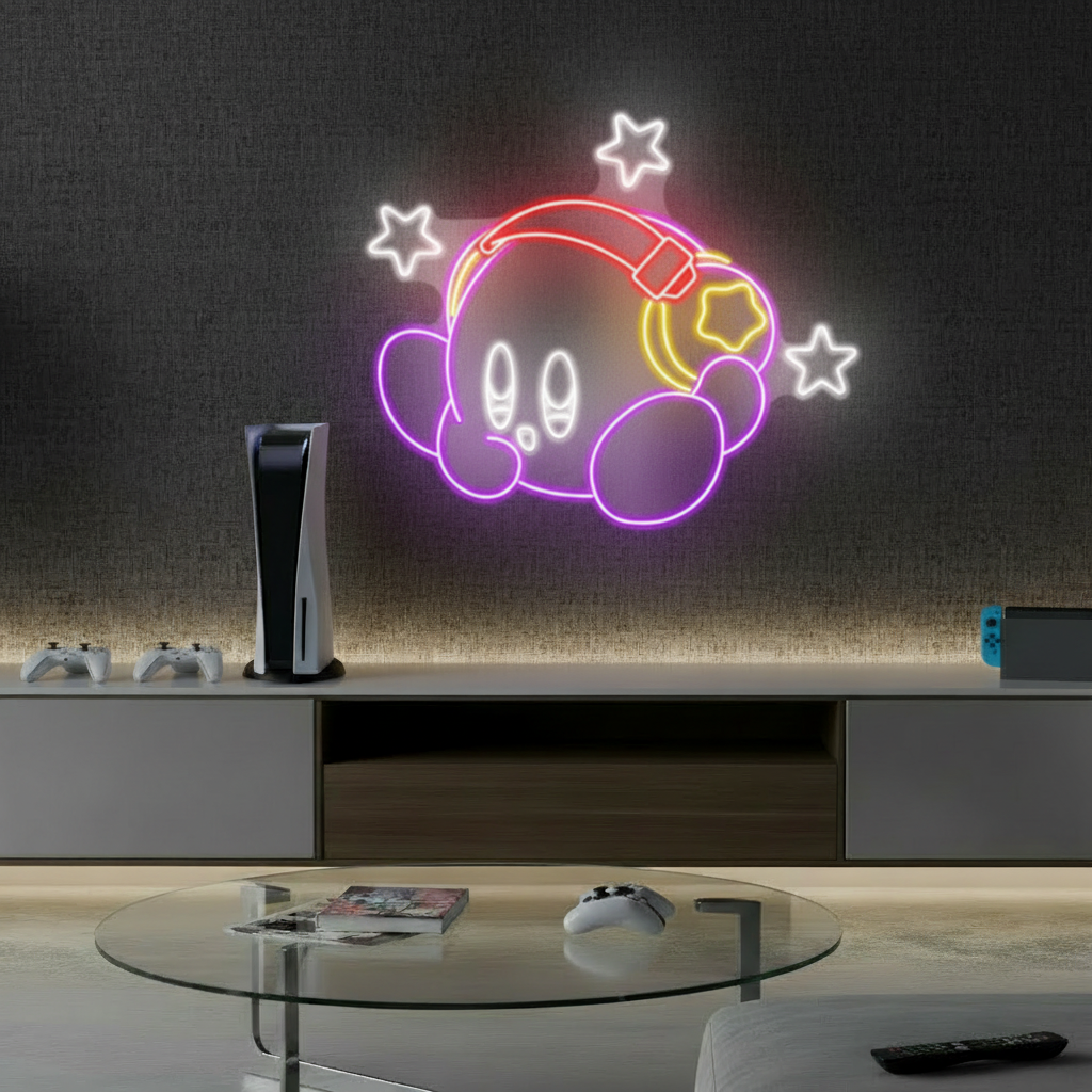 Kirby Neon Sign Anime Neon Sign Gaming Room Decor Sign - VN03 - Customneonstudio