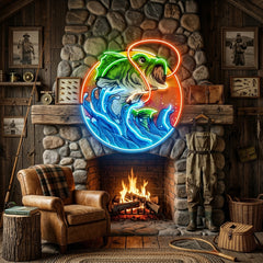 Largemouth Bass Fishing LED Neon Sign Light Pop Art