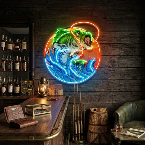 Largemouth Bass Fishing LED Neon Sign Light Pop Art