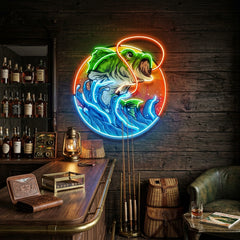 Largemouth Bass Fishing LED Neon Sign Light Pop Art