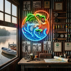 Largemouth Bass Fishing LED Neon Sign Light Pop Art