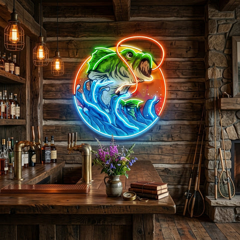 Largemouth Bass Fishing LED Neon Sign Light Pop Art
