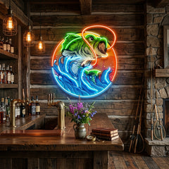 Largemouth Bass Fishing LED Neon Sign Light Pop Art