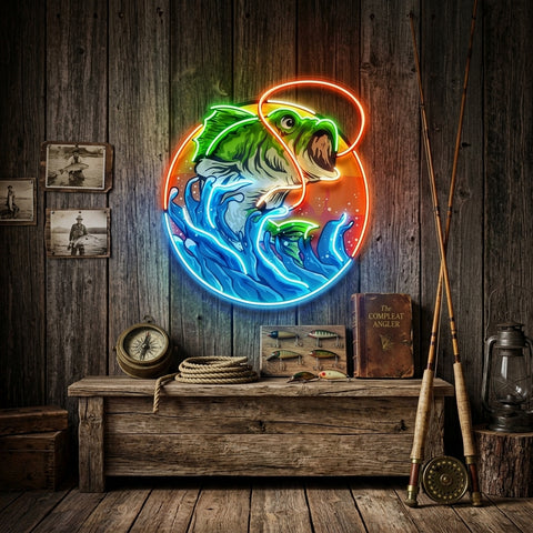 Largemouth Bass Fishing LED Neon Sign Light Pop Art