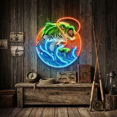 Largemouth Bass Fishing LED Neon Sign Light Pop Art