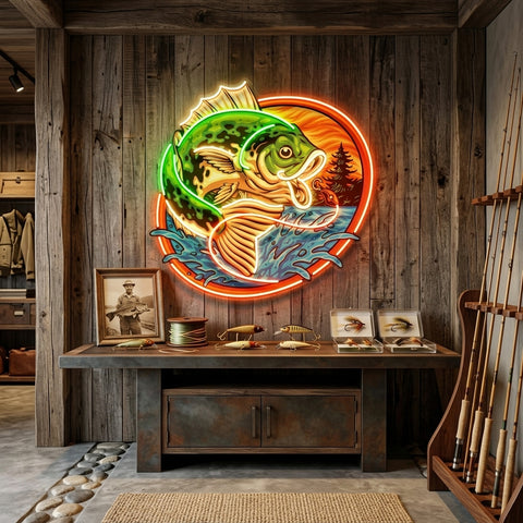 Largemouth Fishing LED Neon Sign Light Pop Art