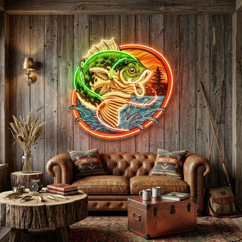 Largemouth Fishing LED Neon Sign Light Pop Art
