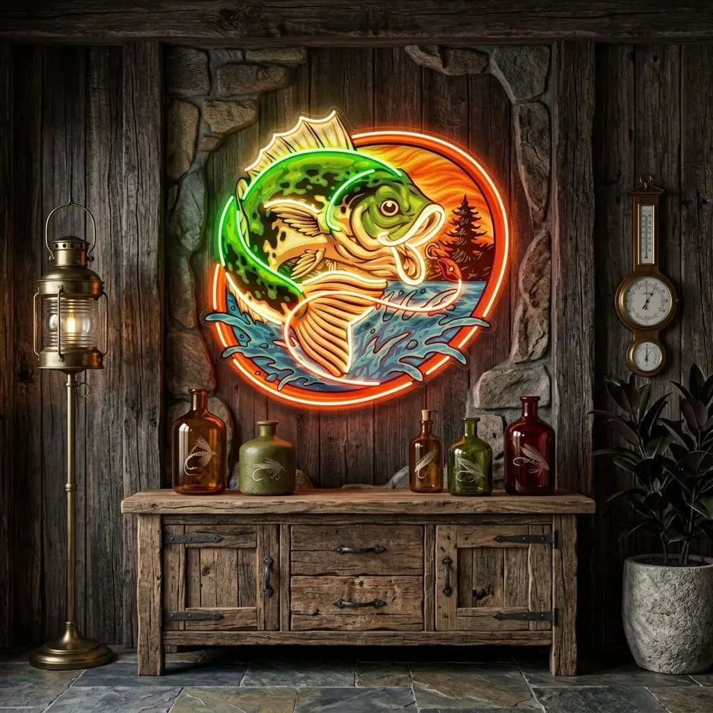 Largemouth Fishing LED Neon Sign Light Pop Art