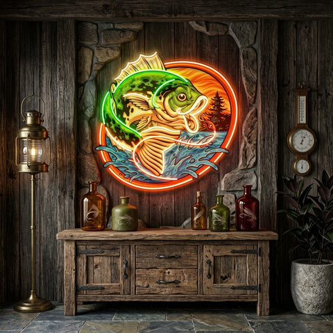 Largemouth Fishing LED Neon Sign Light Pop Art