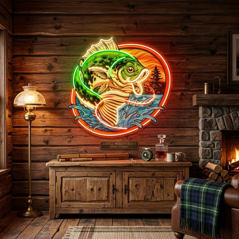 Largemouth Fishing LED Neon Sign Light Pop Art