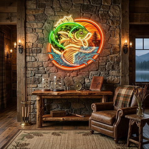 Largemouth Fishing LED Neon Sign Light Pop Art