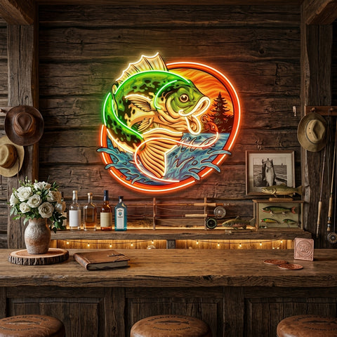 Largemouth Fishing LED Neon Sign Light Pop Art