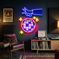 Let's Dance With Disco Ball LED Neon Sign Light Pop Art
