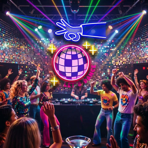 Let's Dance With Disco Ball LED Neon Sign Light Pop Art