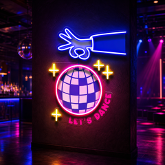 Let's Dance With Disco Ball LED Neon Sign Light Pop Art