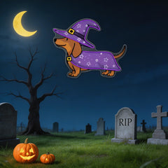 Halloween Dachshund Neon Sign – Cute Witch Dog LED Wall Light for Spooky Home & Party Decor