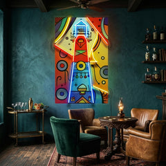 Lighthouse Painting In Abstract Art LED Neon Sign Light Pop Art