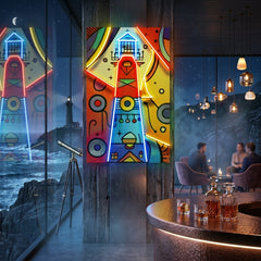 Lighthouse Painting In Abstract Art LED Neon Sign Light Pop Art