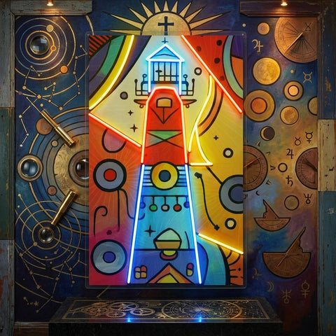 Lighthouse Painting In Abstract Art LED Neon Sign Light Pop Art