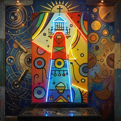 Lighthouse Painting In Abstract Art LED Neon Sign Light Pop Art