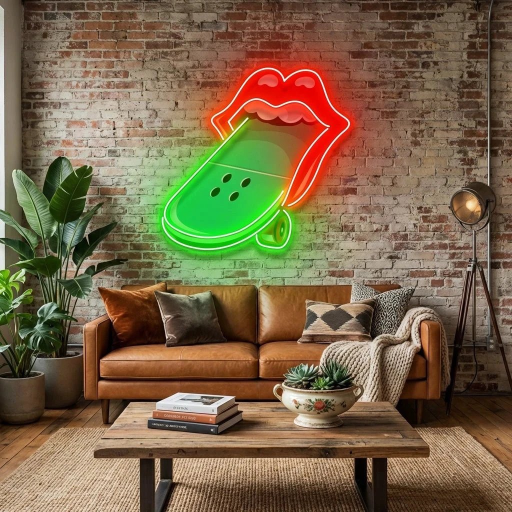 Lip Skateboard Artwork Led Neon Sign Light