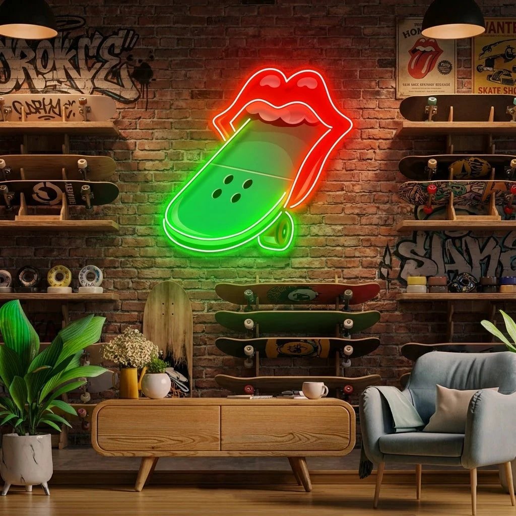 Lip Skateboard Artwork Led Neon Sign Light