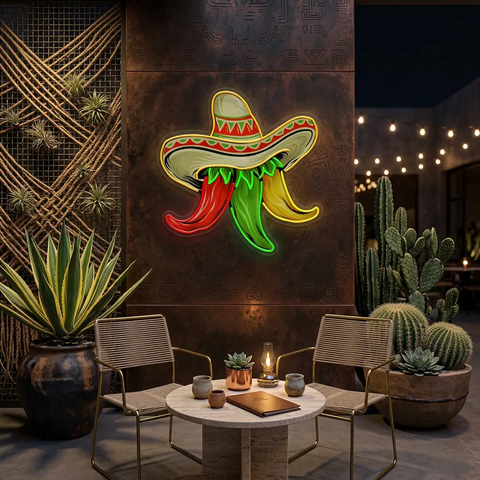 Custom Name Restaurant Cinco De Mayo Mexican Chili Artwork Led Neon Sign Light