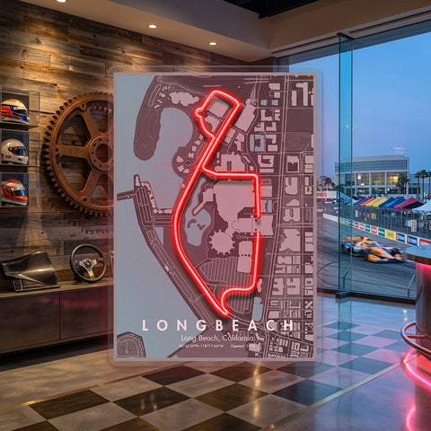 Long Beach F1 Circuit LED Neon Sign Light Pop Art