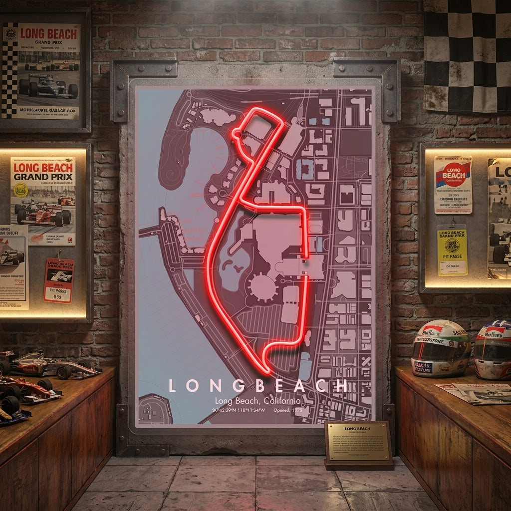 Long Beach F1 Circuit LED Neon Sign Light Pop Art