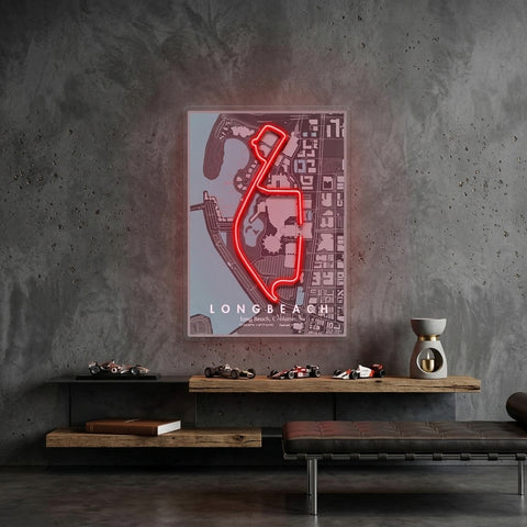 Long Beach F1 Circuit LED Neon Sign Light Pop Art