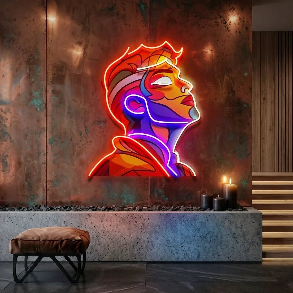 Looking Up High Colorful Portrait Abstract Art LED Neon Sign Light Pop Art