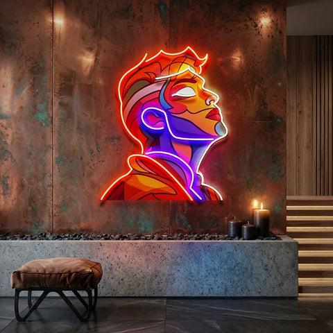 Looking Up High Colorful Portrait Abstract Art LED Neon Sign Light Pop Art