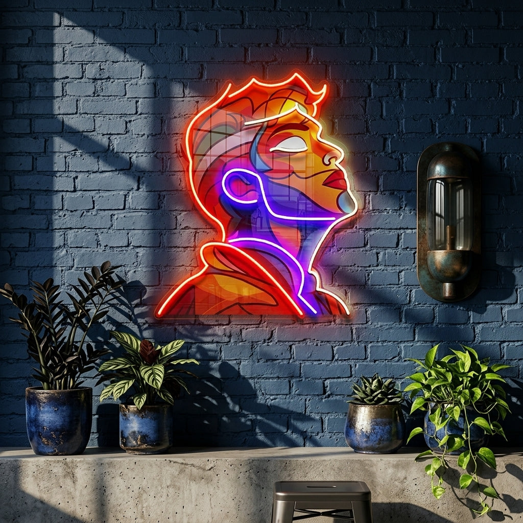 Looking Up High Colorful Portrait Abstract Art LED Neon Sign Light Pop Art